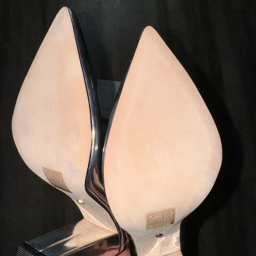 RAYE Metallic Silver Pointed Toe Patent Ankle Boots - Picture 4 of 4